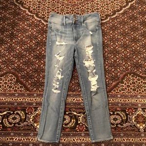 American Eagle ripped super-high rise jegging